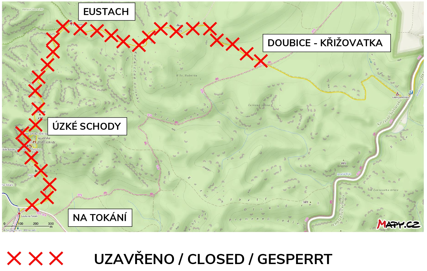 mapa krátkodobé uzavírky