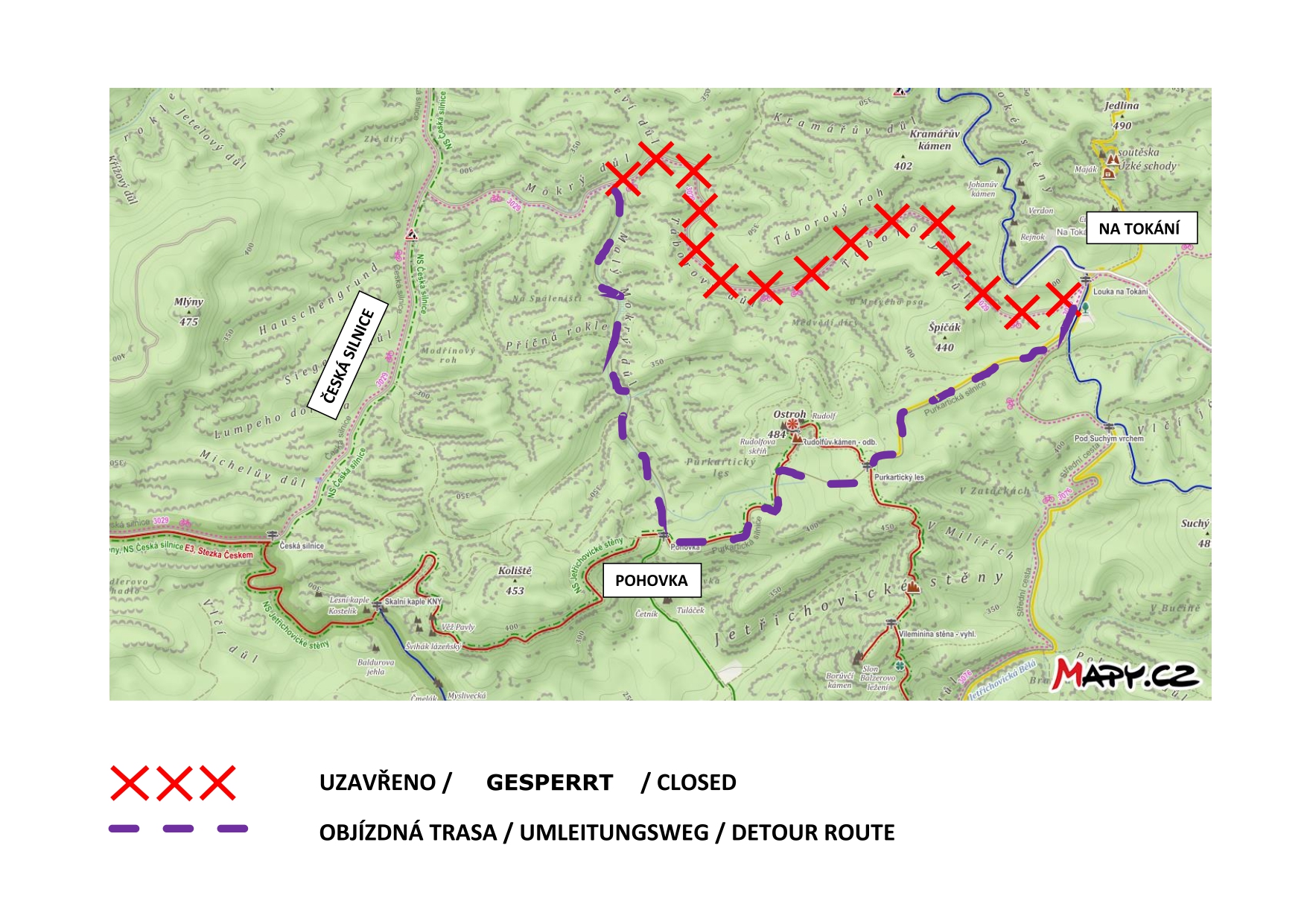 Přeložka trasy - mapa