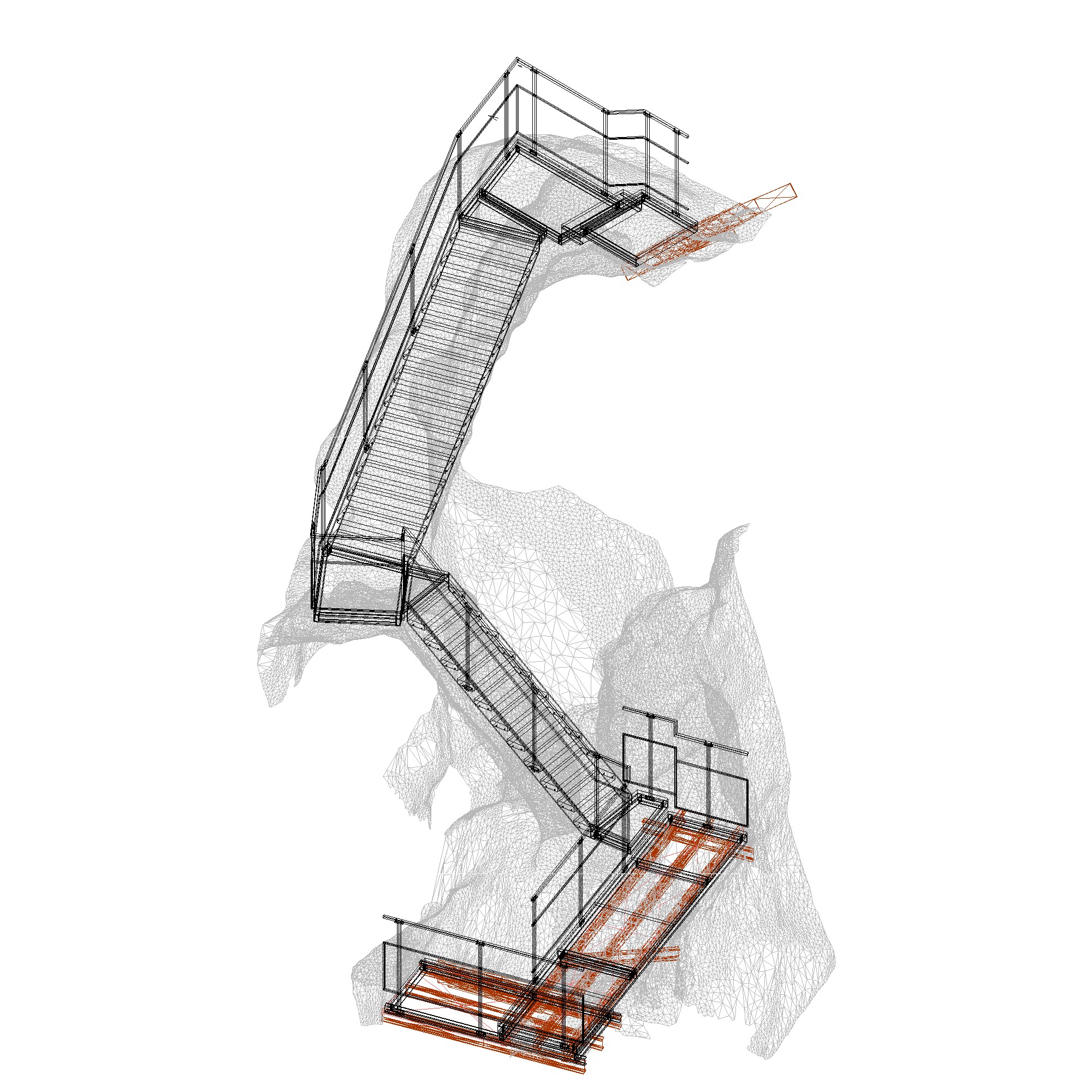Návrh přístupového schodiště na Mariinu vyhlídku. Zdroj: STRIX Chomutov, a.s.