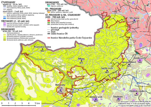 Geologická mapa NP České Švýcarsko