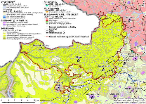 Geologická mapa NP České Švýcarsko