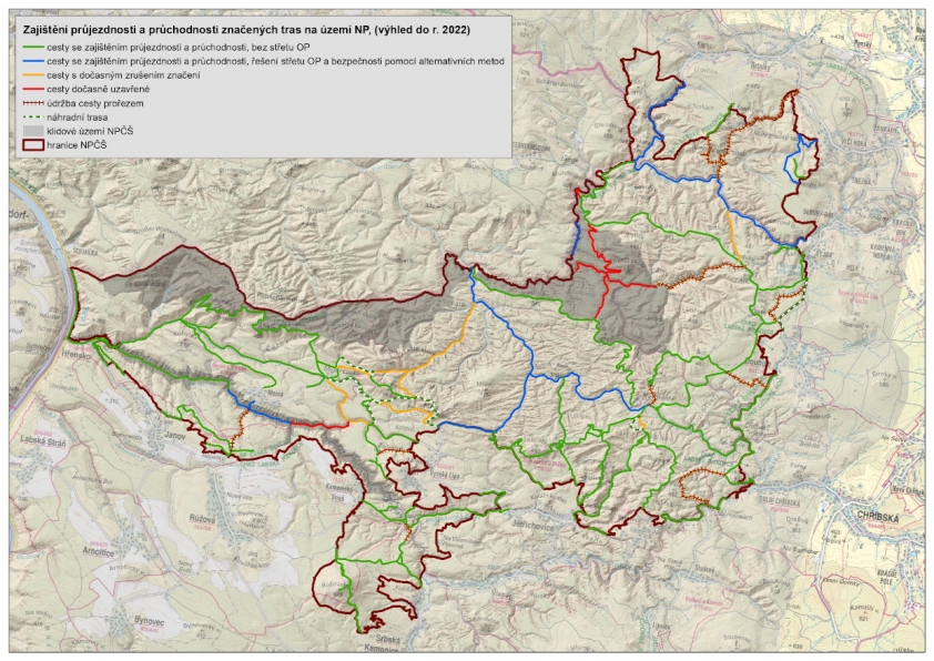 Mapa strategie péče o cesty v NPČŠ