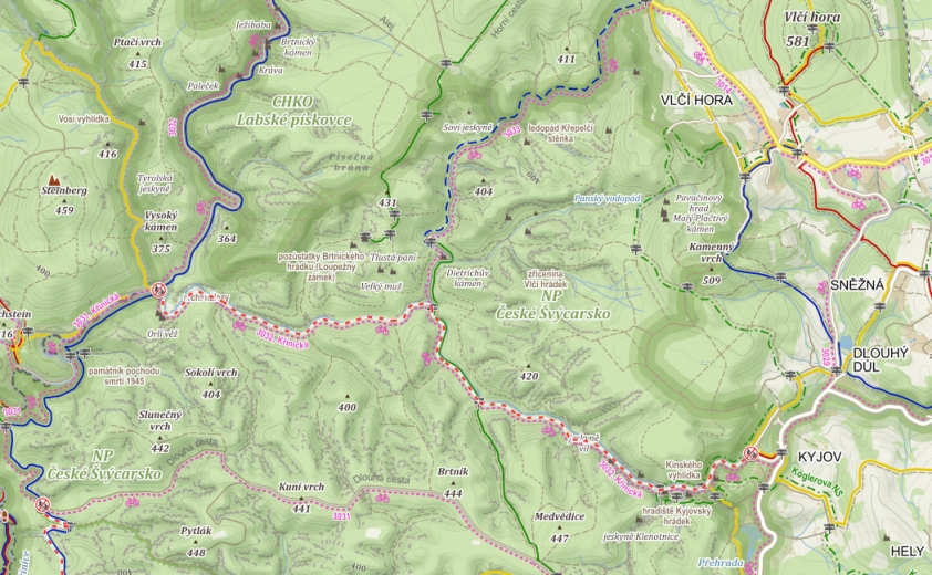 Mapa uzavírky v Kyjovském údolí