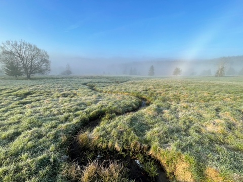 Potok vytažený z hlubokého odvodňovacího kanálu